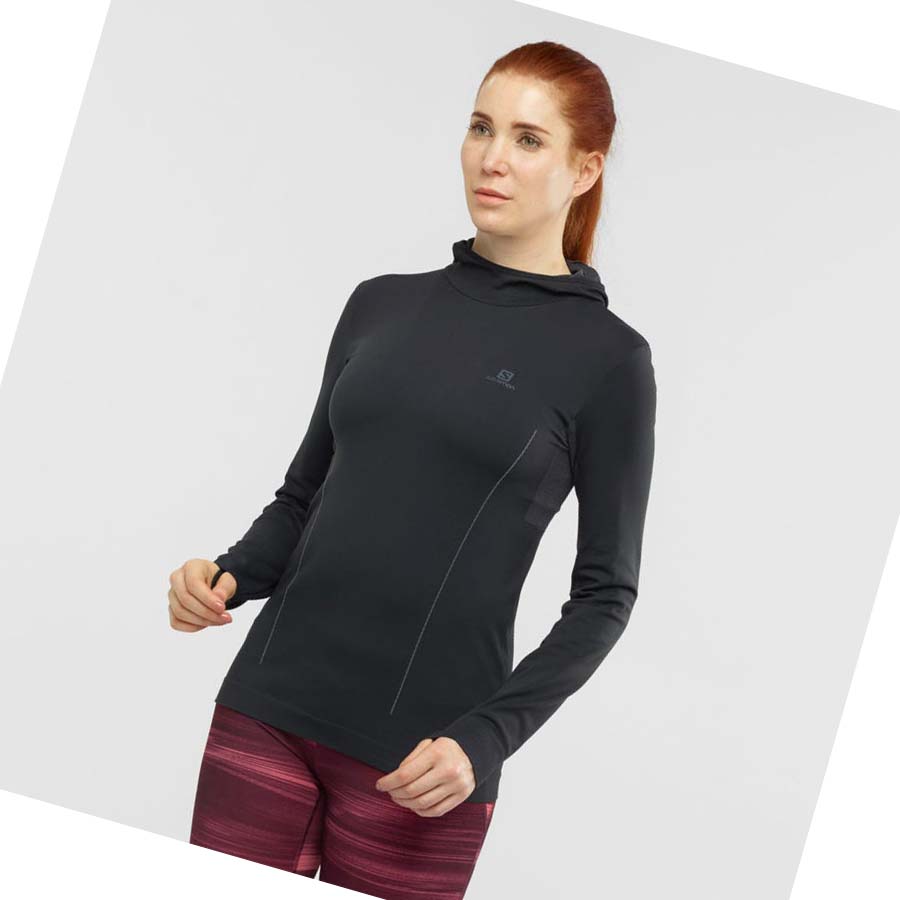 Sudadera Con Capucha Salomon ESSENTIAL SEAMLESS Mujer Negros | MX 2534AHK